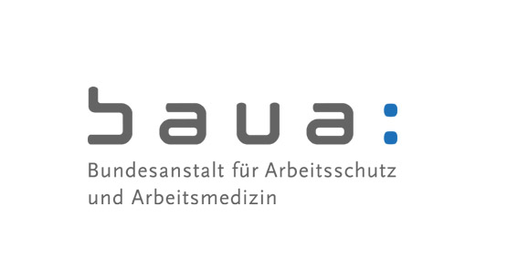 Das BAuA Logo mit der Aufschrift „baua:“ und der Unterschrift Bundesanstalt für Arbeitsschutz und Arbeitsmedizin. 
