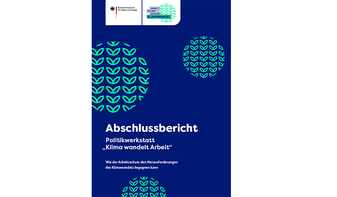 Broschüren-Cover "Abschlussbericht zur Politikwerkstatt "Klima wandelt Arbeit""